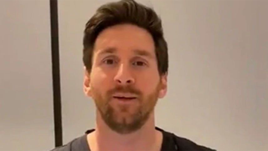 El look de entrecasa de Messi en plena cuarentena, con el pelo revuelto y barba