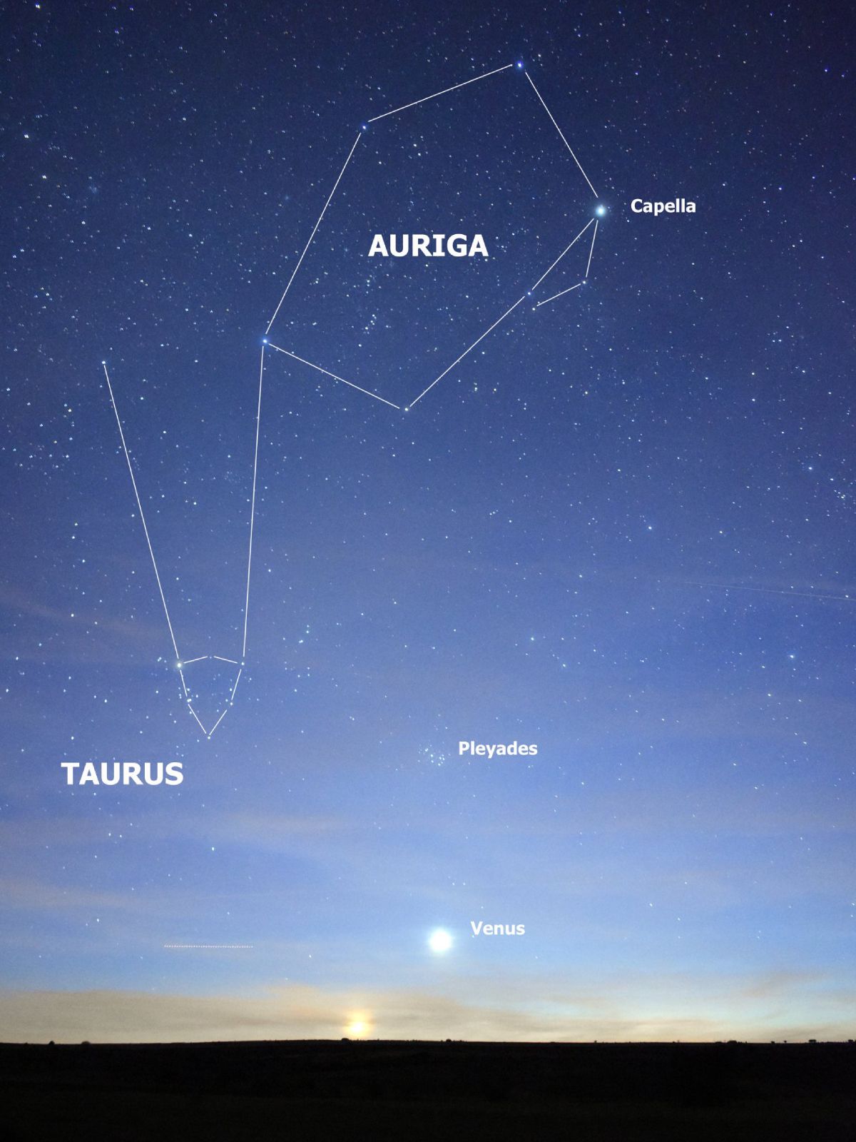 El cometa verde aparece muy cerca de esta constelación del Auriga (Cochero) y se pudo ver cerca de la estrella Capella.