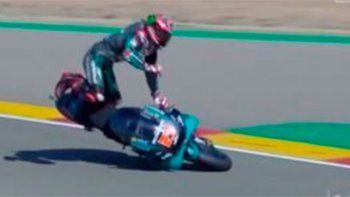 Fabio Quartararo sufrió una dura caída en Aragón