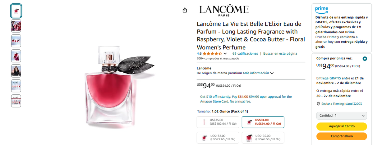 Perfume ‘La Vie Est Belle’ a la venta en Amazon. Perfume ‘La Vie Est Belle’ a la venta en Amazon.