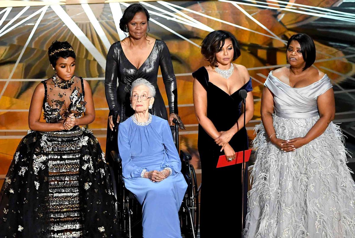 Katherine Johnson y el elenco de la película "Talentos ocultos". Katherine Johnson y el elenco de la película "Talentos ocultos". 