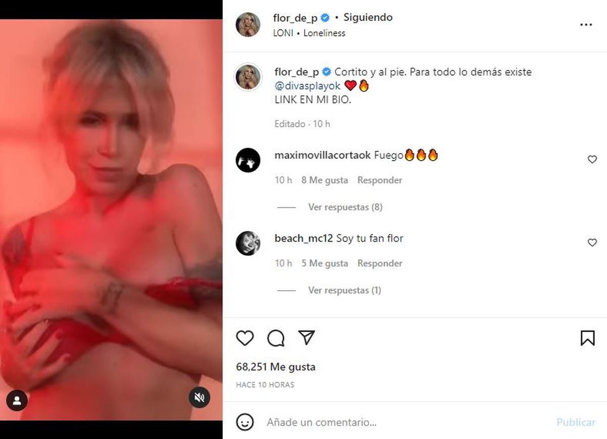 Flor Peña compartió un breve video en sus redes y levantó suspiros el sábado por la noche.