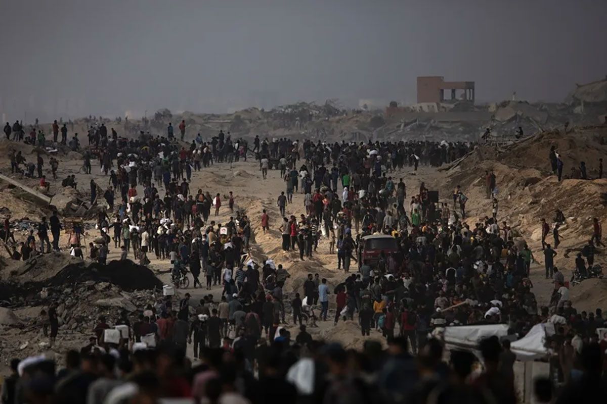 Refugiados palestinos en el oeste de Yabalia (Archivo) Hamás habría aceptado un acuerdo de alto el fuego en Gaza por 60 días. Crédito: EFE/EPA/Haitham Imad.