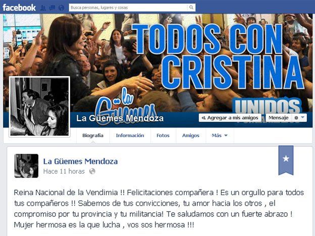La Güemes felicitó a la reina nacional y la expuso como militante