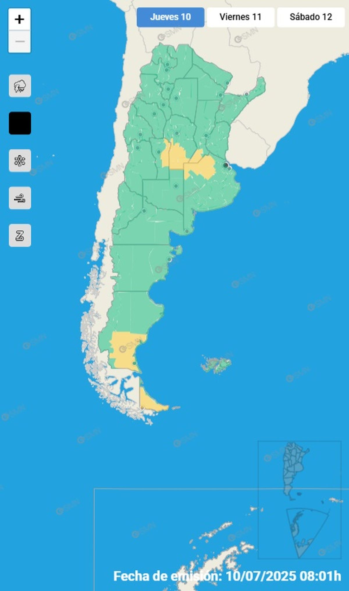 Estas son las provincias afectadas este jueves Estas son las provincias afectadas este jueves