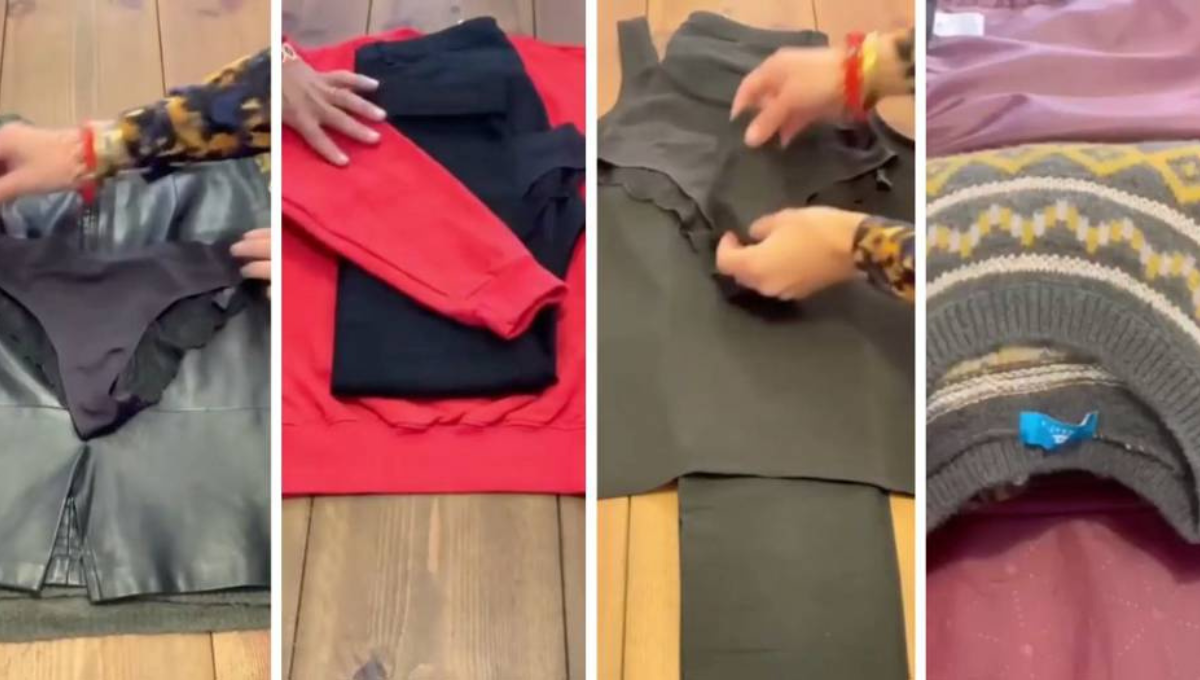 El truco efectivo para guardar ropa en un bolso de mano y ahorrar espacio El truco efectivo para guardar ropa en un bolso de mano y ahorrar espacio