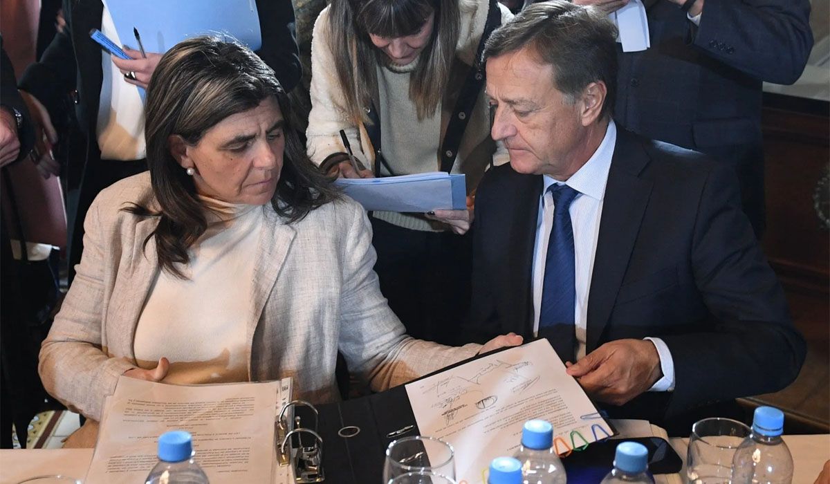 Los senadores radicales Mariana Juri y Rodolfo Suarez dieron apoyo al dictamen del oficialismo para el tratamiento de la Ley Bases y votarán a favor. Los senadores radicales Mariana Juri y Rodolfo Suarez dieron apoyo al dictamen del oficialismo para el tratamiento de la Ley Bases y votarán a favor.