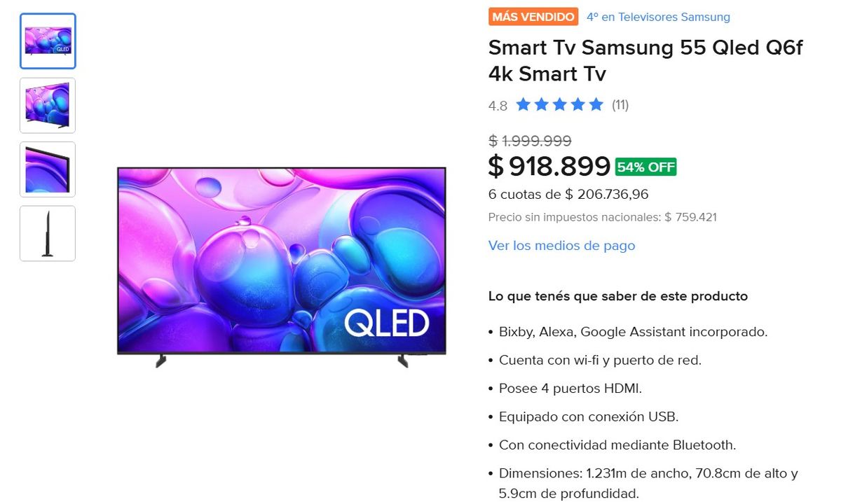 Televisor Samsung de oferta en Mercado Libre por el Hot Sale. Televisor Samsung de oferta en Mercado Libre por el Hot Sale.