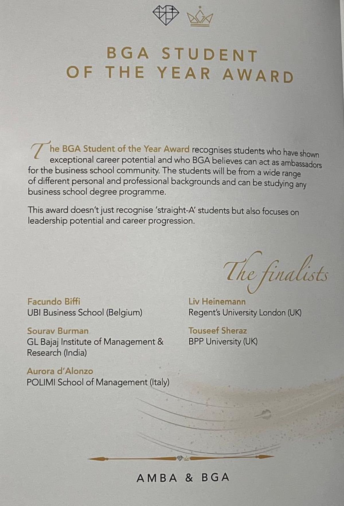 La certificación del logro de Facundo Biffi.