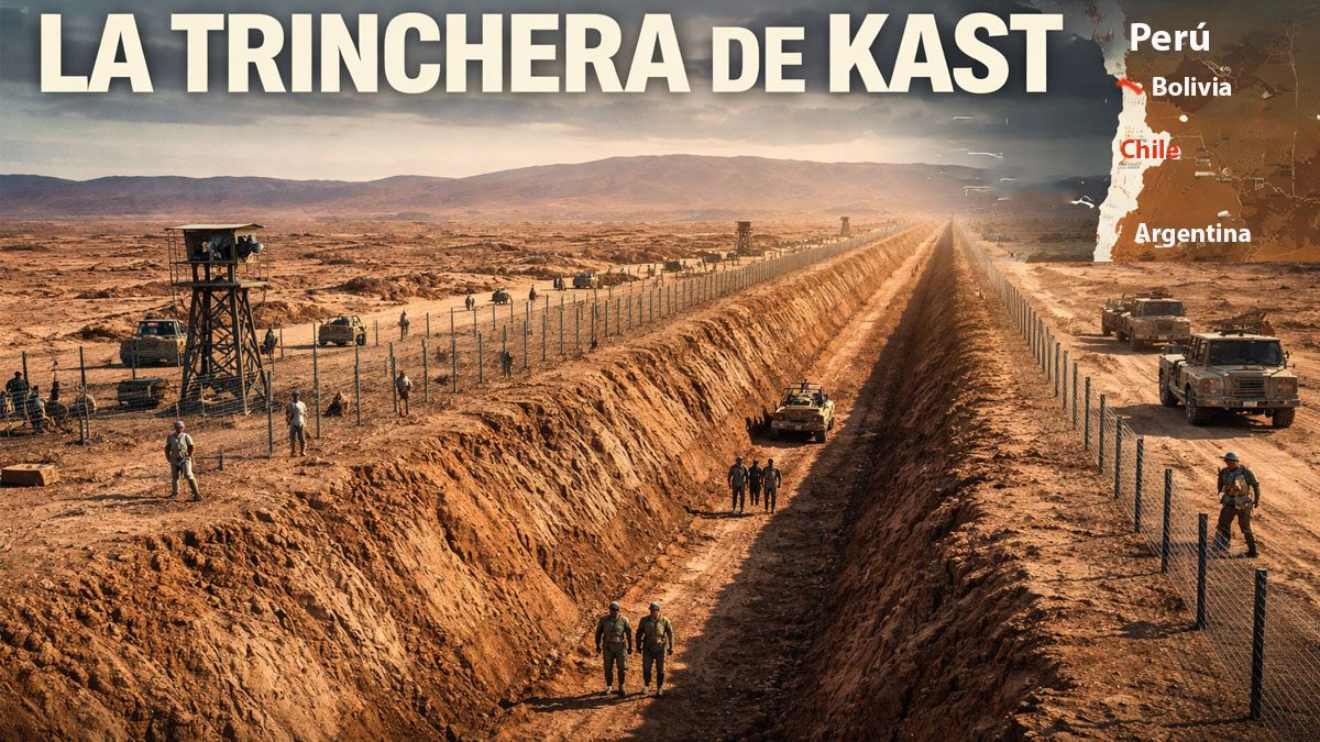 La trinchera contra los migrantes fue una de las consignas de campaña de José Kast durante la campaña electoral. Imagen: IA/A24 La trinchera contra los migrantes fue una de las consignas de campaña de José Kast durante la campaña electoral. Imagen: IA/A24