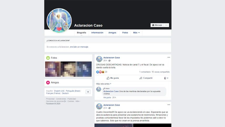 El perfil de Facebook que defiende a los acusados de violar en manada
