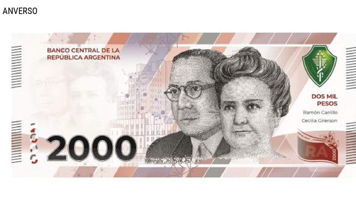 El anverso del billete de $2.000.