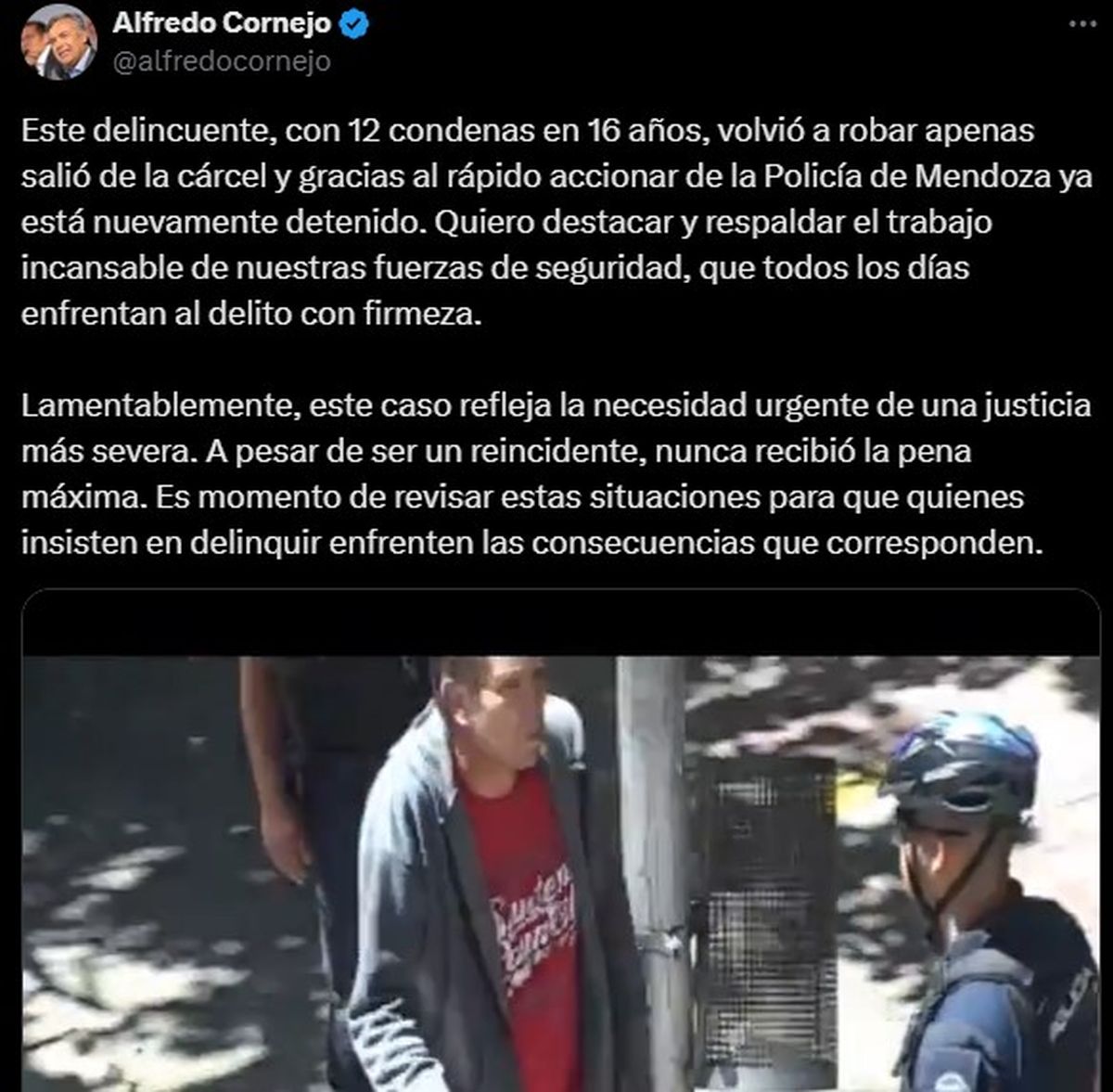 La crítica de Alfredo Cornejo a la Justicia penal por la La crítica de Alfredo Cornejo a la Justicia penal por la