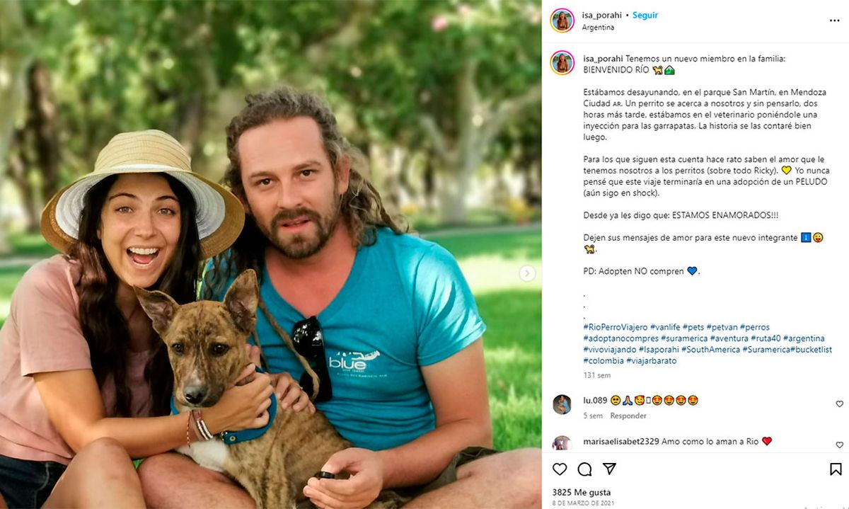 Isa, Ricky y Río al momento de adoptar al pequeño mendocino. Isa, Ricky y Río al momento de adoptar al pequeño mendocino.