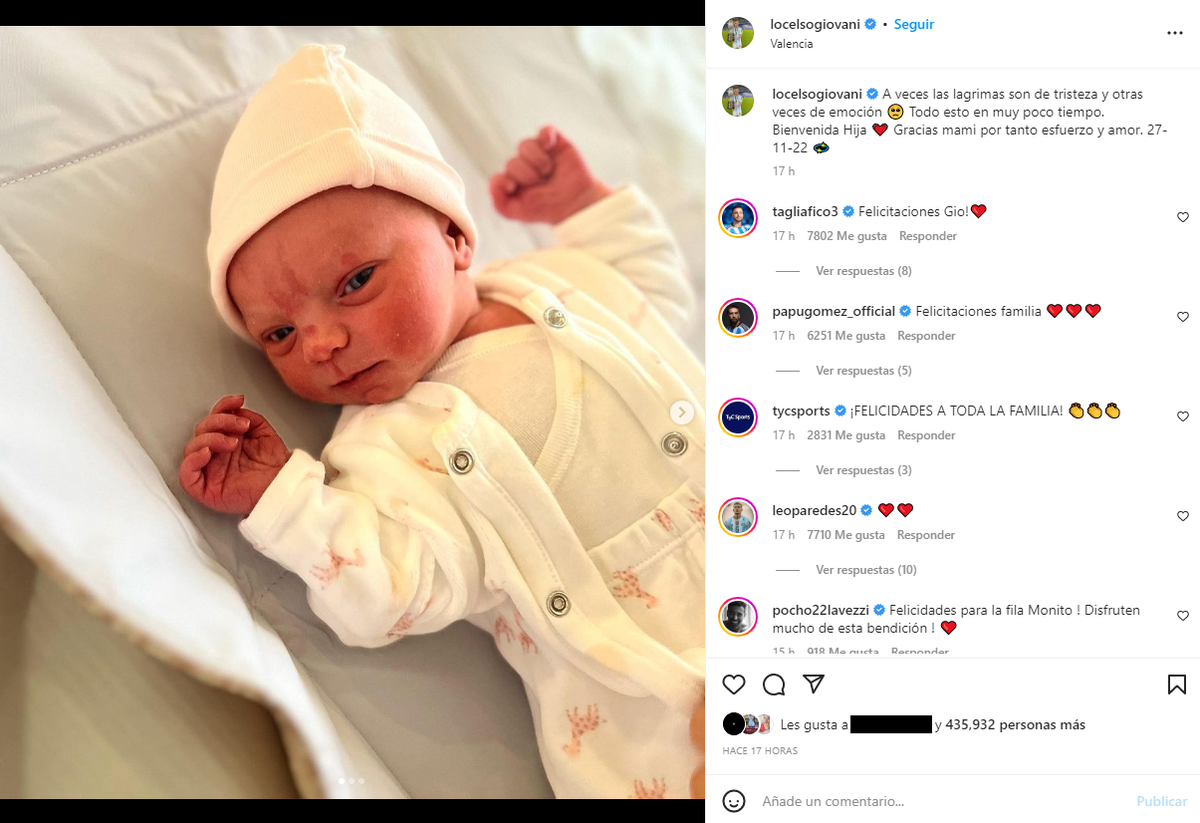 Giovani Lo Celso se mostró muy feliz tras ser papá por primera vez luego de quedar afuera del Mundial Qatar 2022 por lesión.