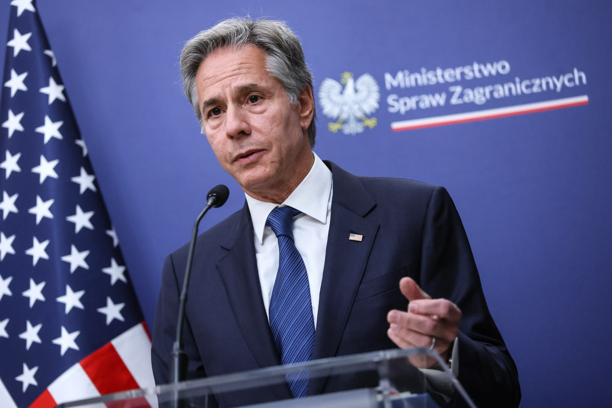 El secretario de Estado de Estados Unidos, Antony Blinken, durante una conferencia de prensa. Crédito: EFE/EPA/Leszek Szymanski. El secretario de Estado de Estados Unidos, Antony Blinken, durante una conferencia de prensa. Crédito: EFE/EPA/Leszek Szymanski.
