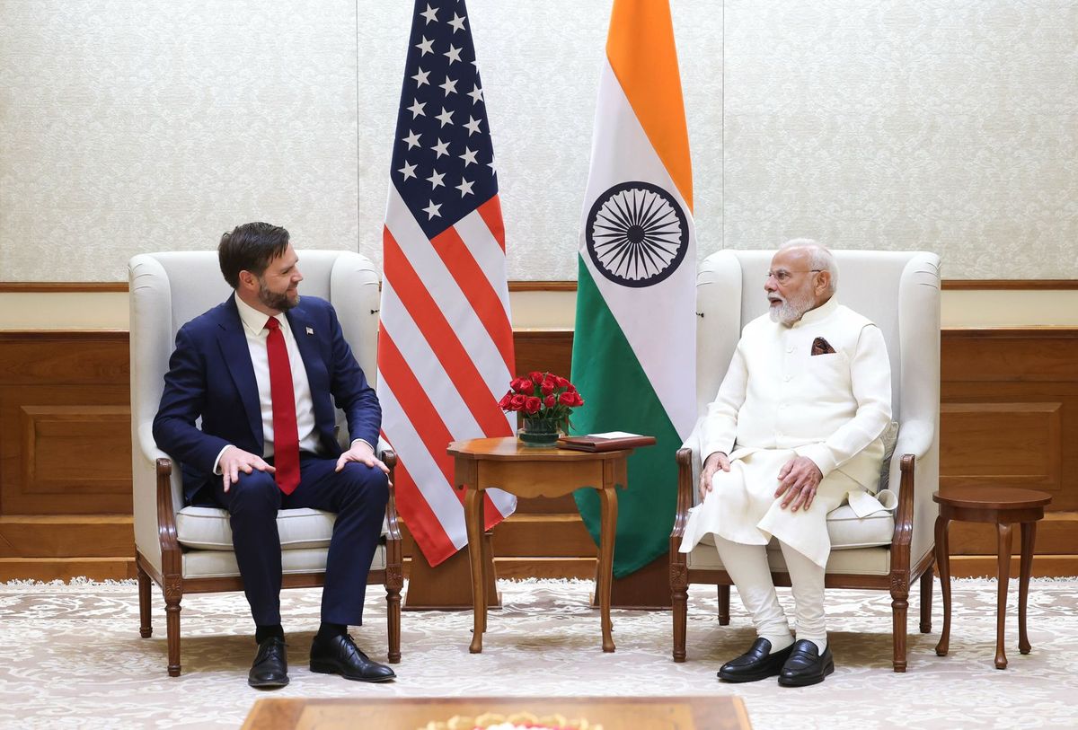 El vicepresidente de Estados Unidos J. D. Vance junto al primer ministro de India, Narendra Modi. Cuenta de X @narendramodi El vicepresidente de Estados Unidos J. D. Vance junto al primer ministro de India, Narendra Modi. Cuenta de X @narendramodi