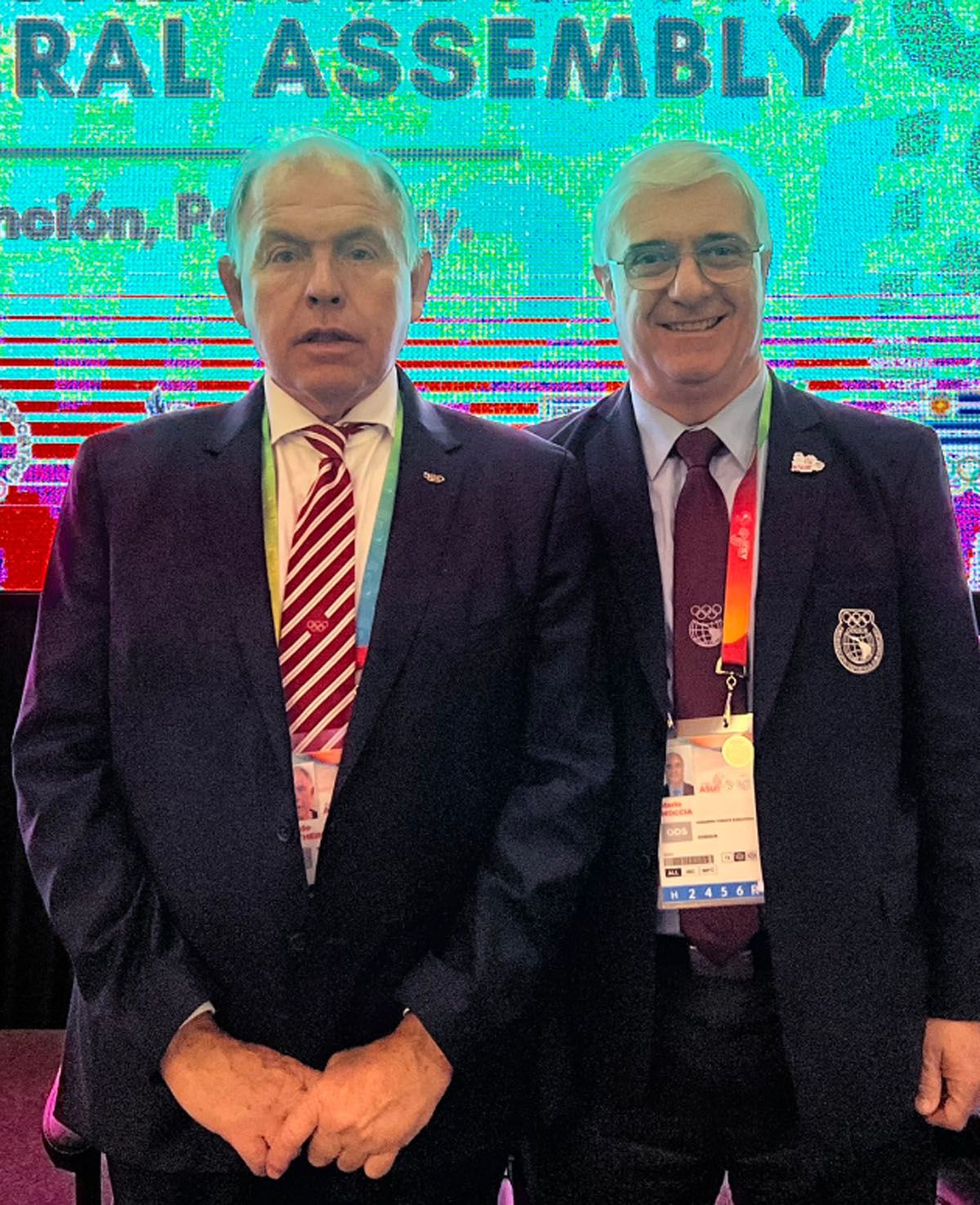 Gerardo Werthein y Mario Moccia, ex y actual presidente del COA, en Asunción