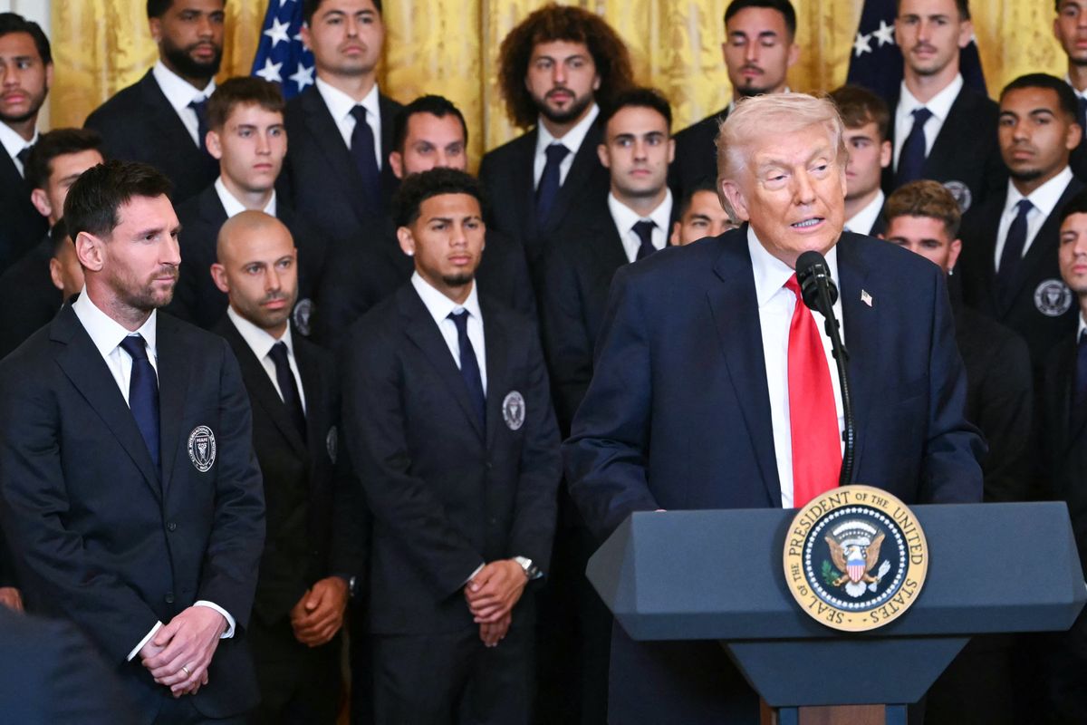 Messi junto a Trump en la Casa Blanca.
