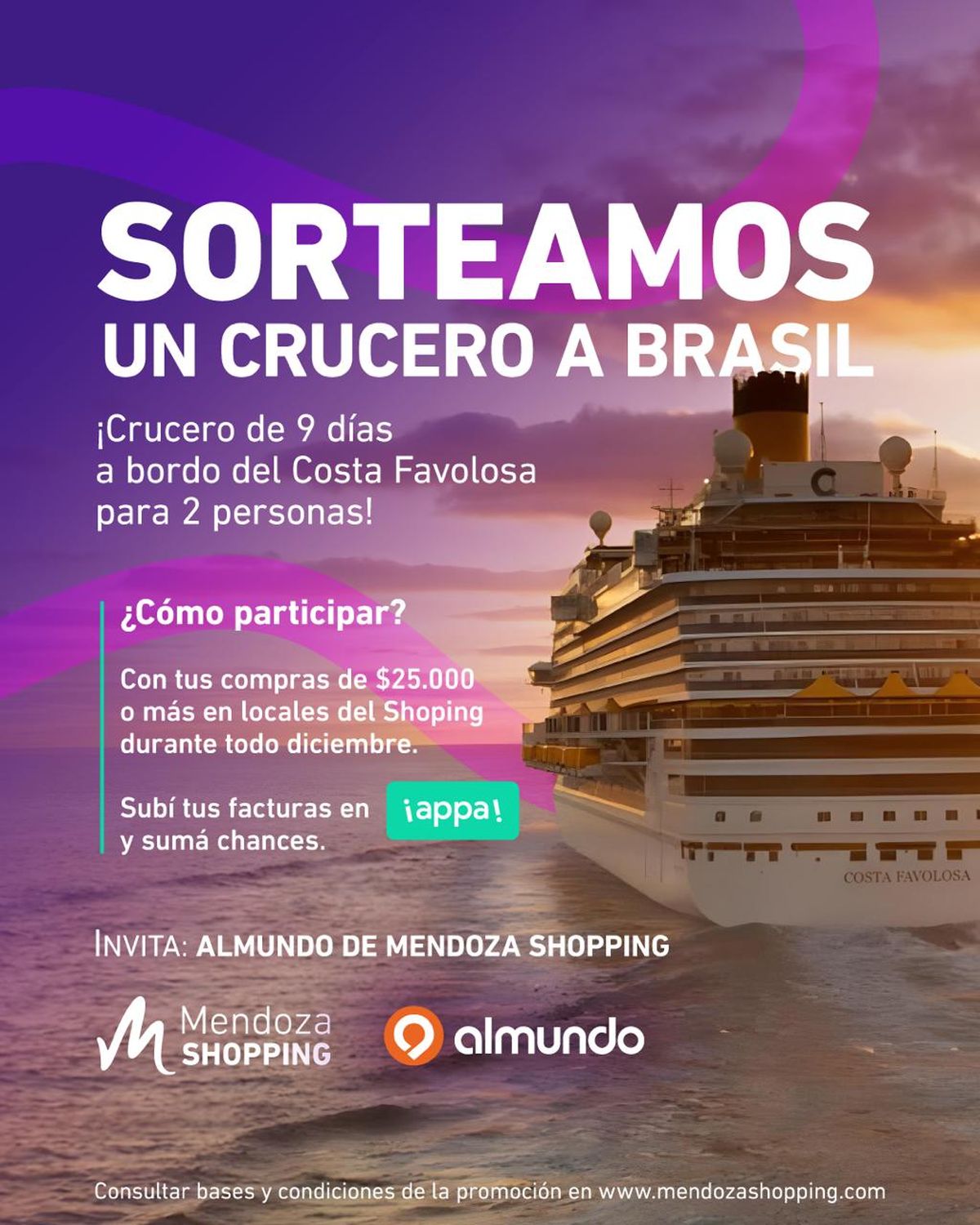 Junto a la agencia de viajes Almundo, ubicada en la planta baja del Shopping, se sorteará un increíble crucero a Brasil. Junto a la agencia de viajes Almundo, ubicada en la planta baja del Shopping, se sorteará un increíble crucero a Brasil.