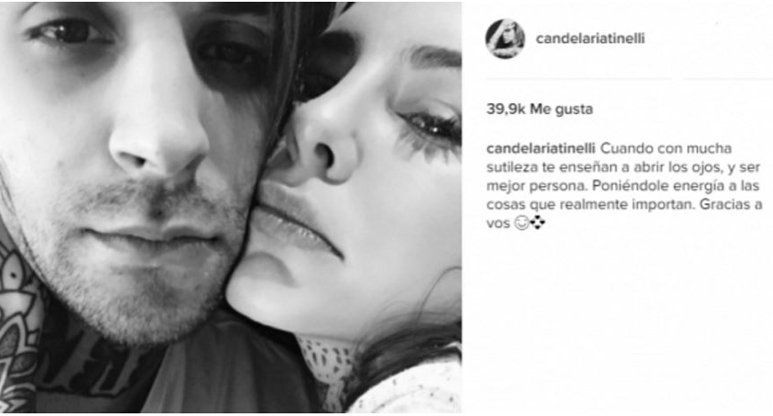Enamoradísima, Cande Tinelli dejó un cariñoso mensaje a su novio tatuador