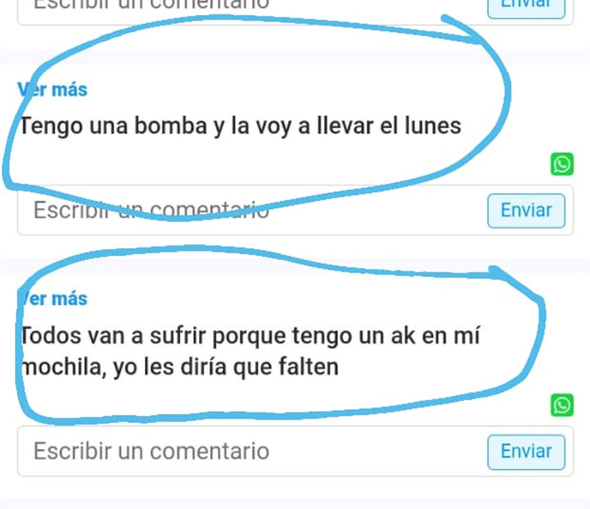 Algunas de mas amenazas del usuario Bardoo en la red social anónima llamada Secreto, utilizada por adolescentes.