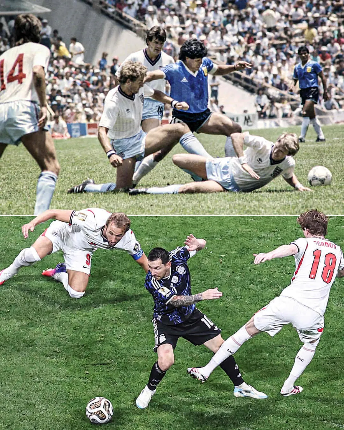 Messi y Diego, vs. Inglaterra.