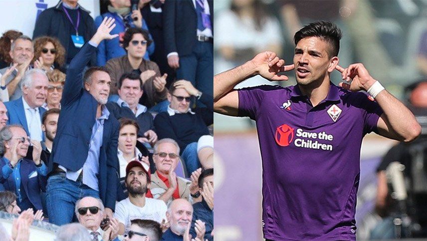 Gio Simeone anotó en la Fiorentina, con un Bati ovacionado en la tribuna