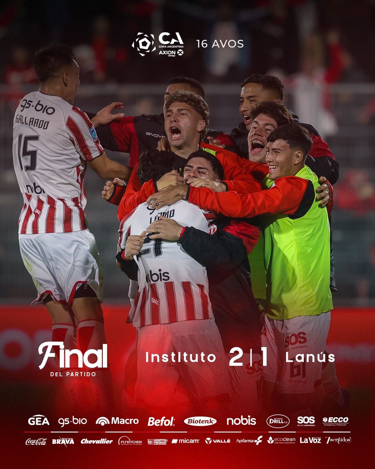 Instituto le gan&oacute; 2-1 a Lan&uacute;s y sigue con vida en la Copa Argentina.