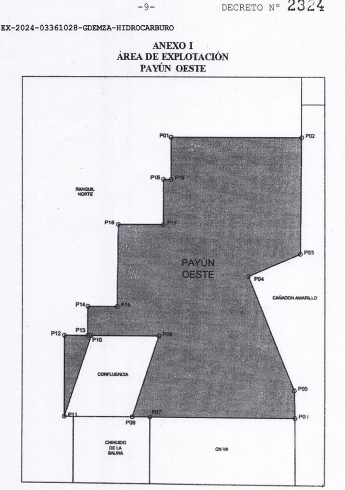 Éste es el mapa del área petrolera de explotación que el Gobierno de Mendoza concesionó a favor de Aconcagua Energía. Éste es el mapa del área petrolera de explotación que el Gobierno de Mendoza concesionó a favor de Aconcagua Energía.
