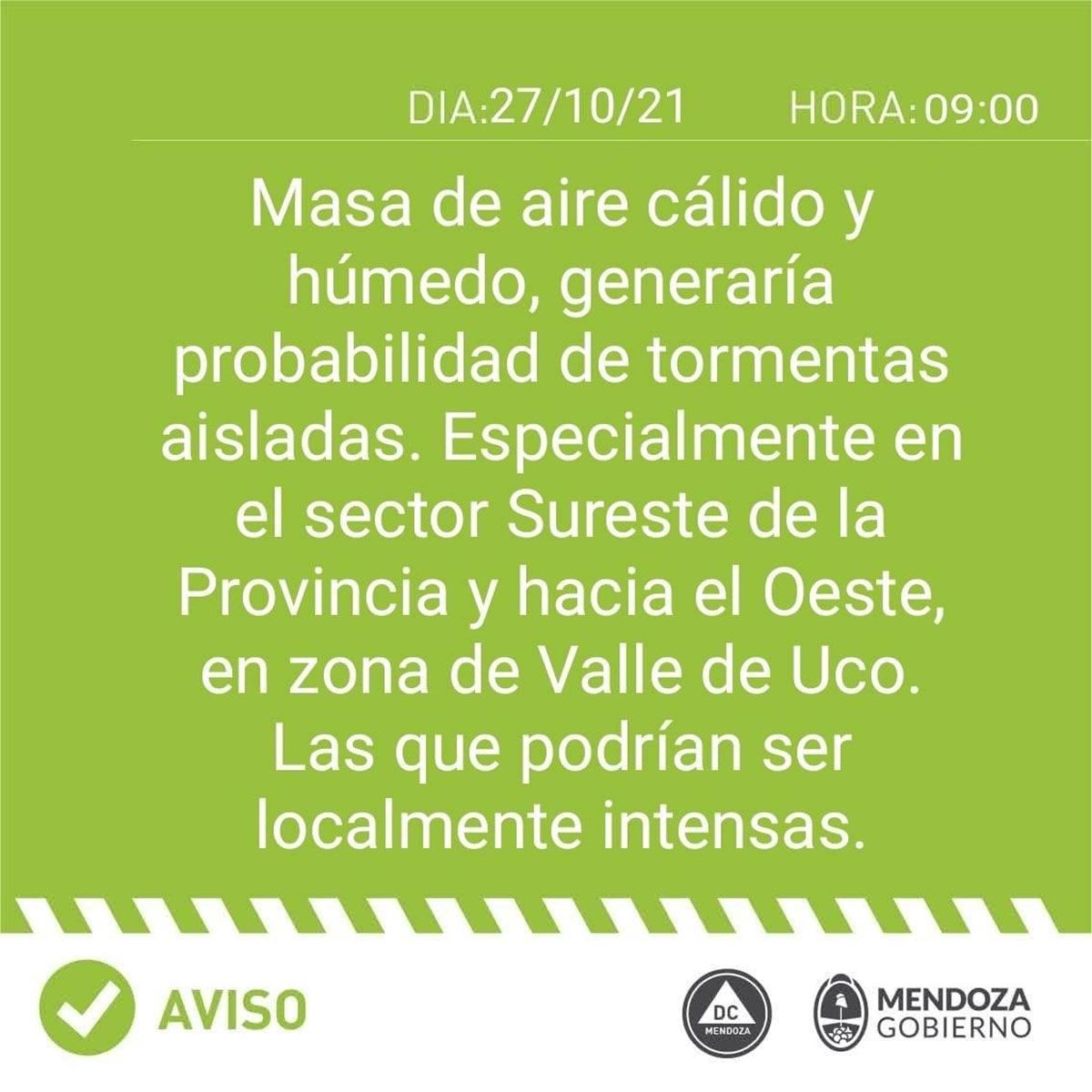 Mendoza: alerta meteorológica por tormentas intensas 