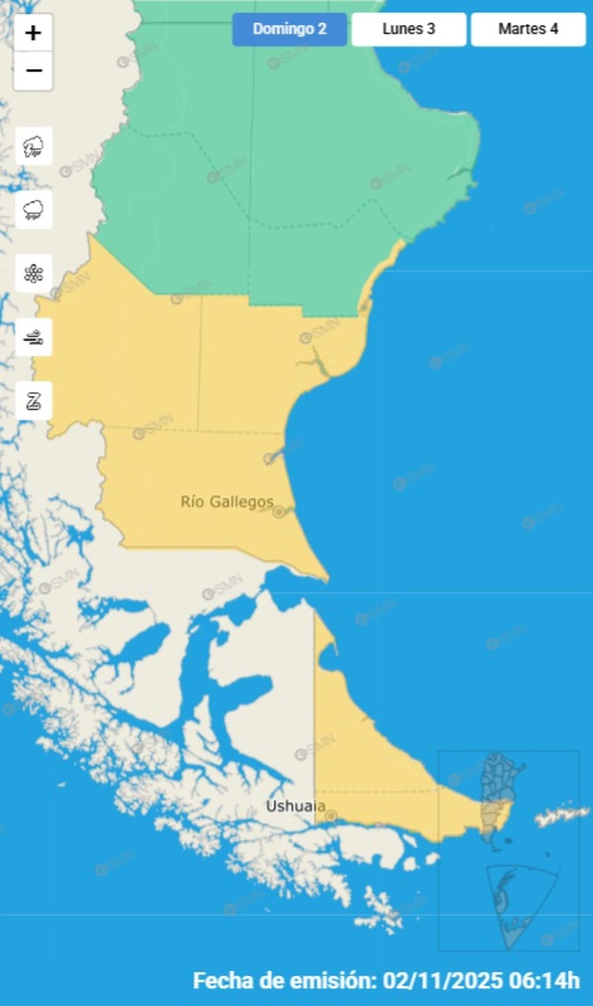 Estas son las provincias afectadas por fuertes vientos.