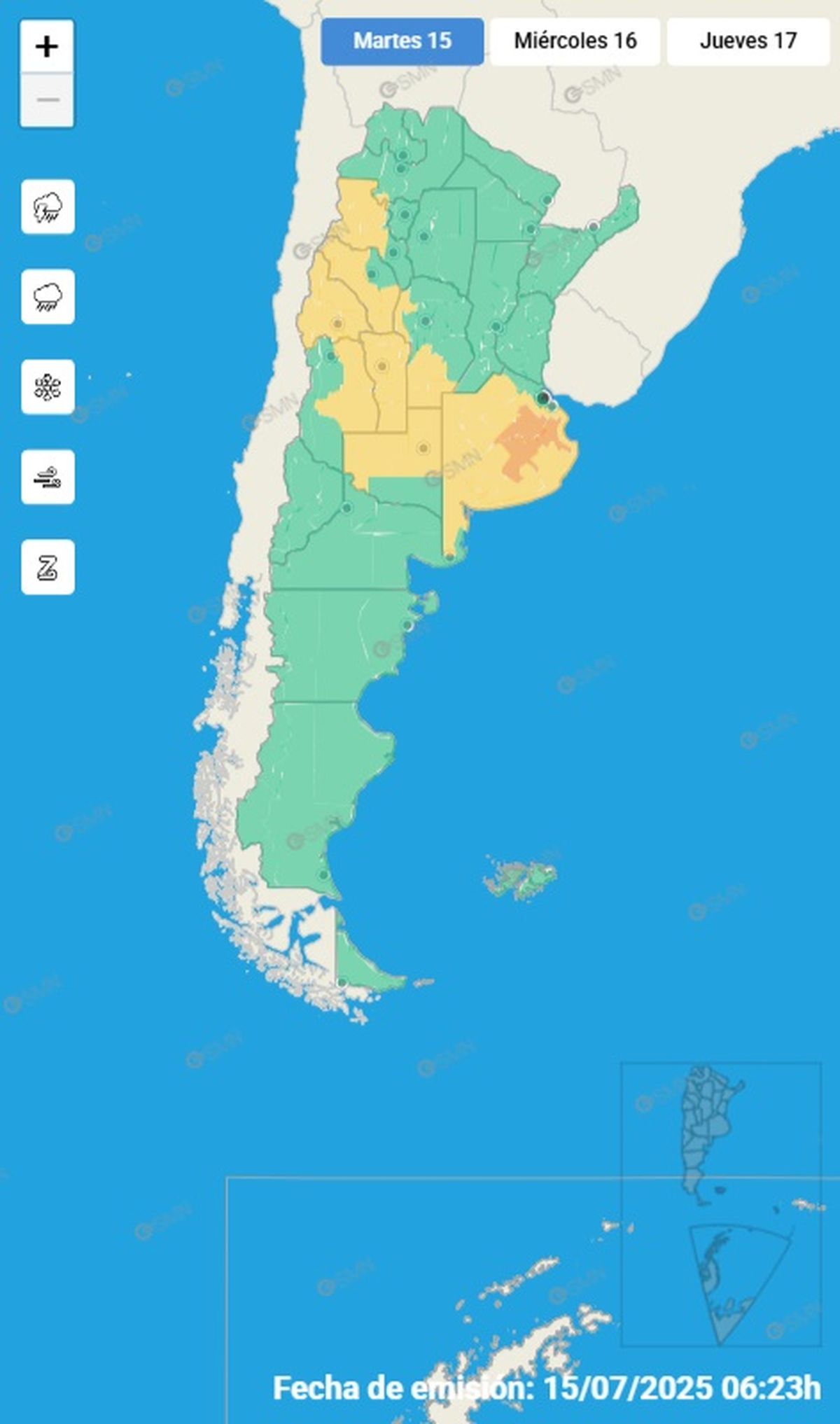 Estas son las provincias afectadas Estas son las provincias afectadas