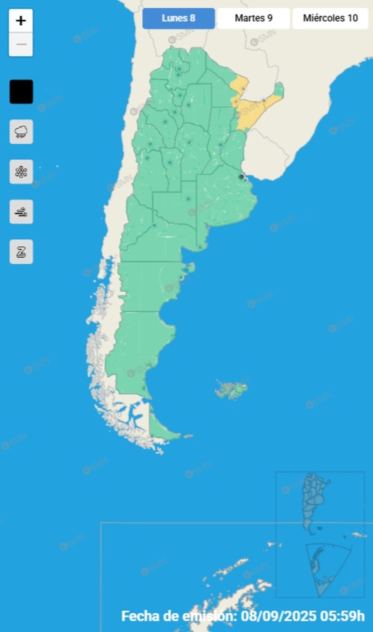 Estas son las provincias afectadas este lunes Estas son las provincias afectadas este lunes