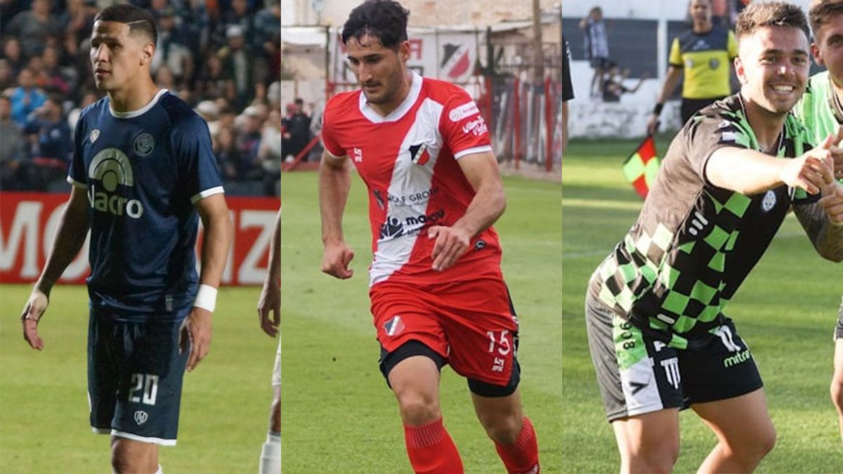 Alex Arce (Independiente Rivadavia), Matías Viguet (Deportivo Maipú) y Nicolás Romano (Gimnasia y Esgrima).