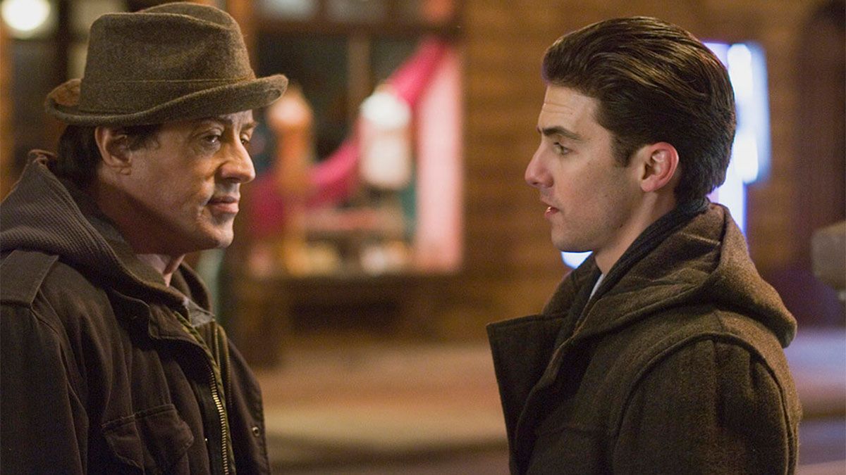 Sylvester Stallone y Milo Ventimiglia, quien interpretó a Rocky Balboa Jr.,  en Rocky Balboa.