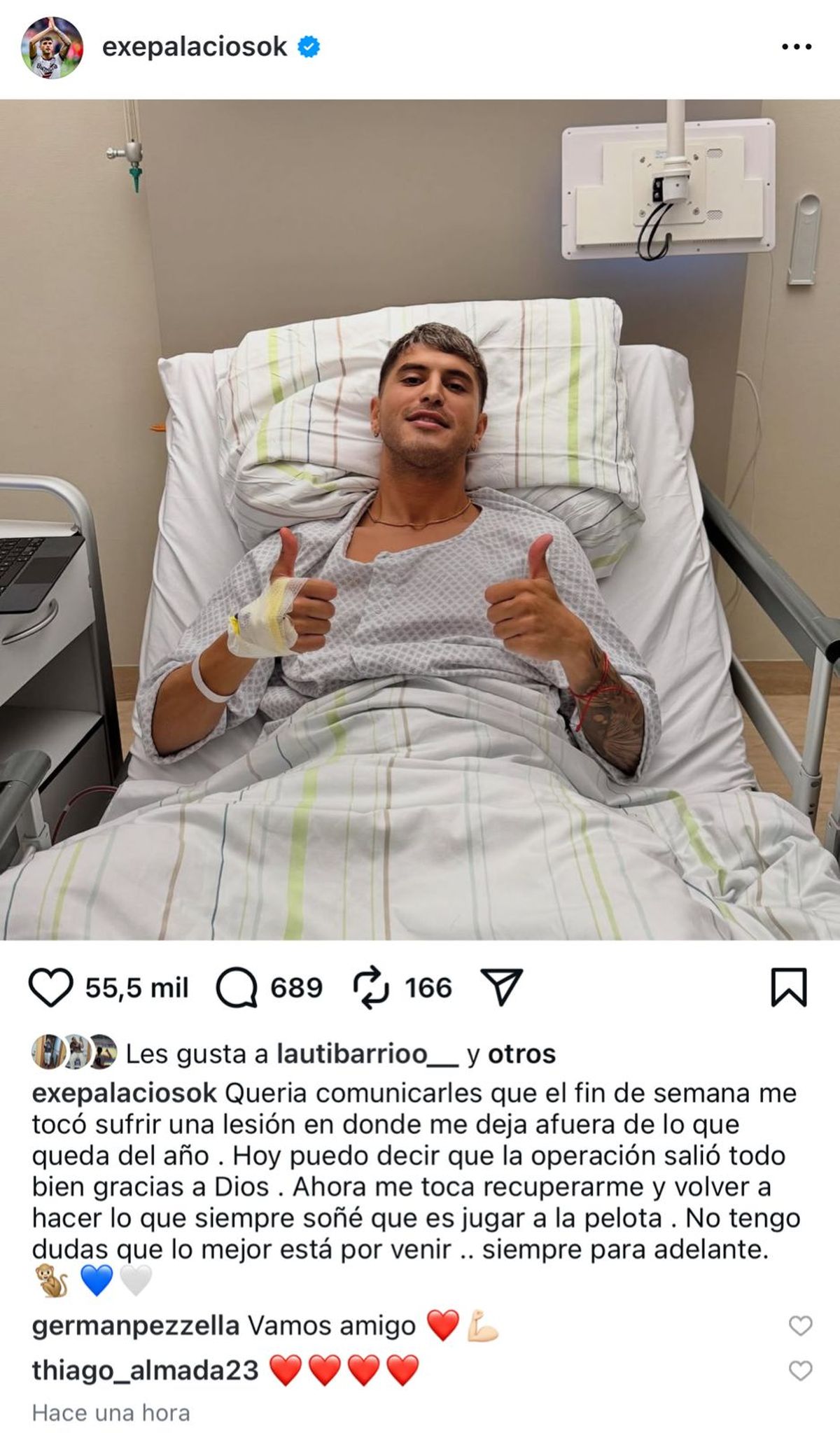 La publicación del mediocampista de la Selección argentina.