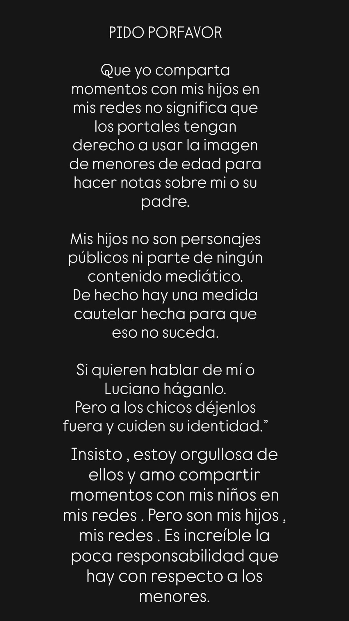 El reclamo de Sabrina Rojas por sus hijos.