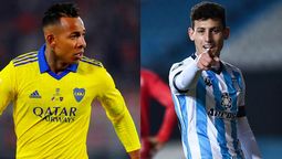 Sebastián Villa, de Boca, y Tomás Chancalay, de Racing.