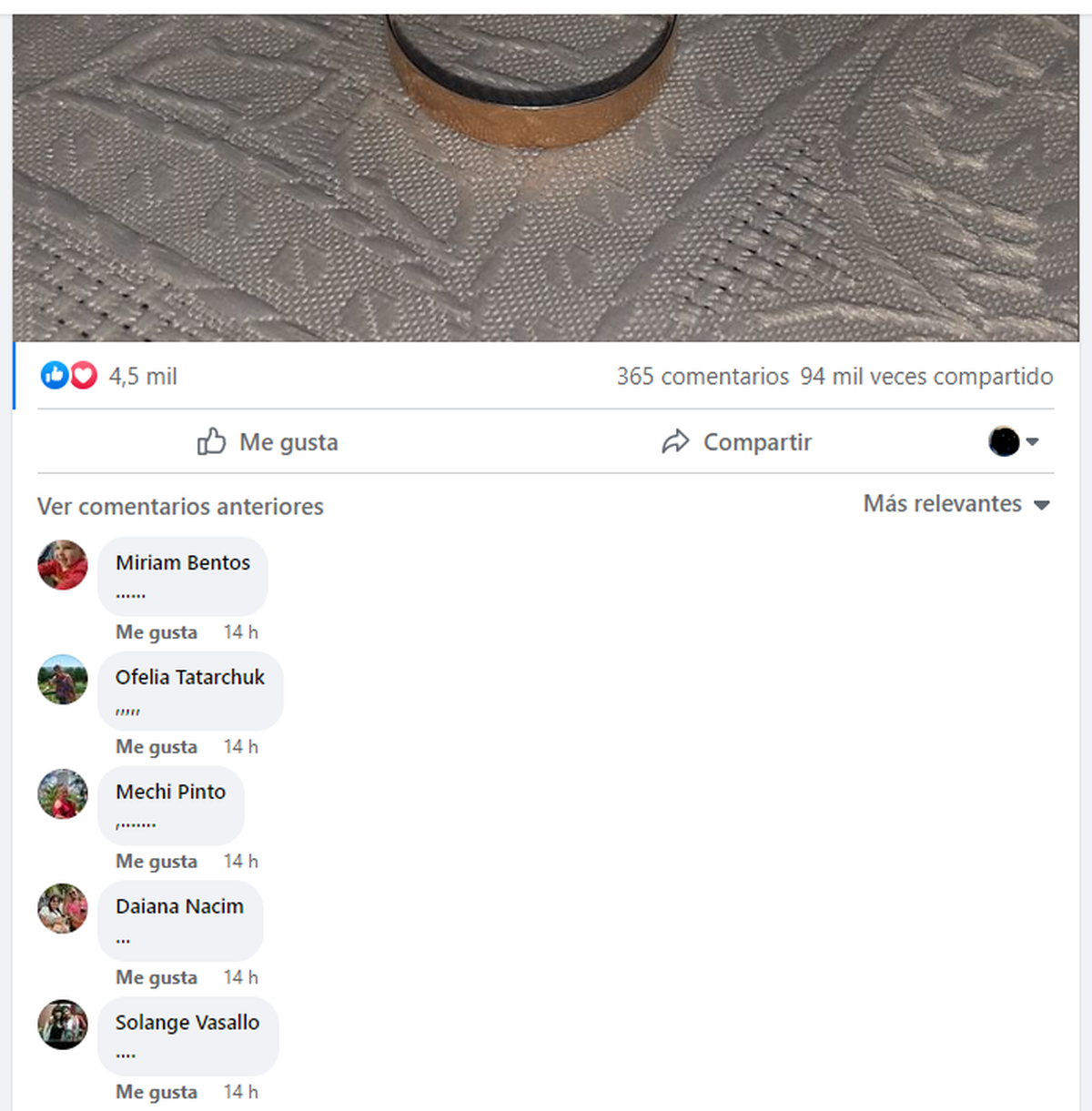 Los comentarios de la gente en la publicación de Facebook con un punto ayuda a traccionar el posteo y alcance a más personas.