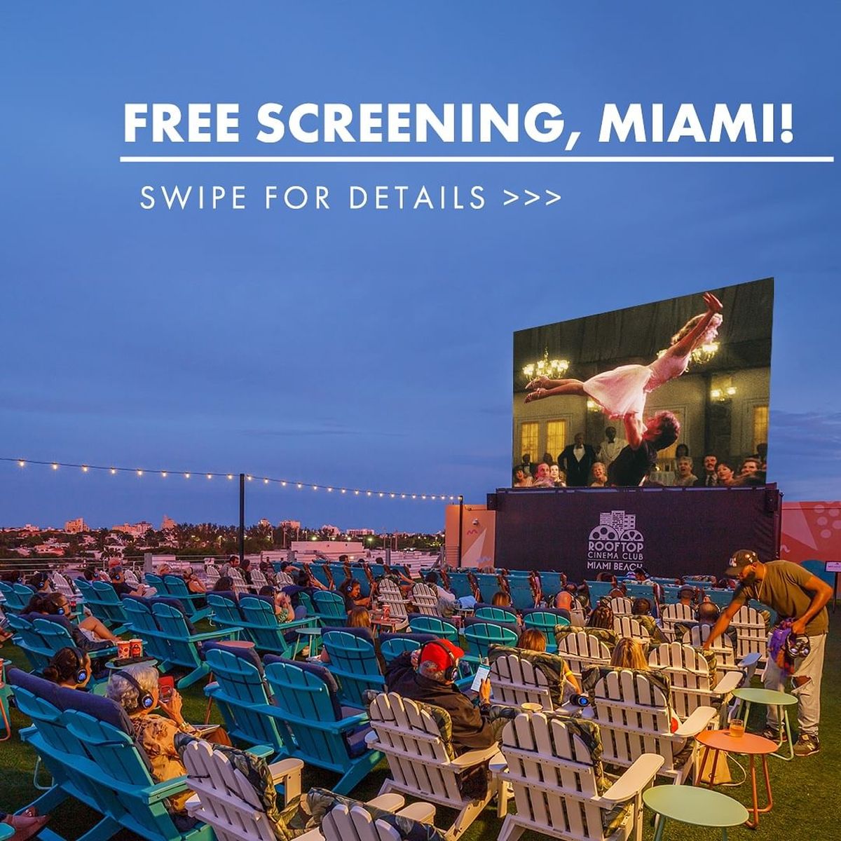 Así se ve el cine al aire libre en Miami. Imagen de @rooftopcinemaclub. Así se ve el cine al aire libre en Miami. Imagen de @rooftopcinemaclub.