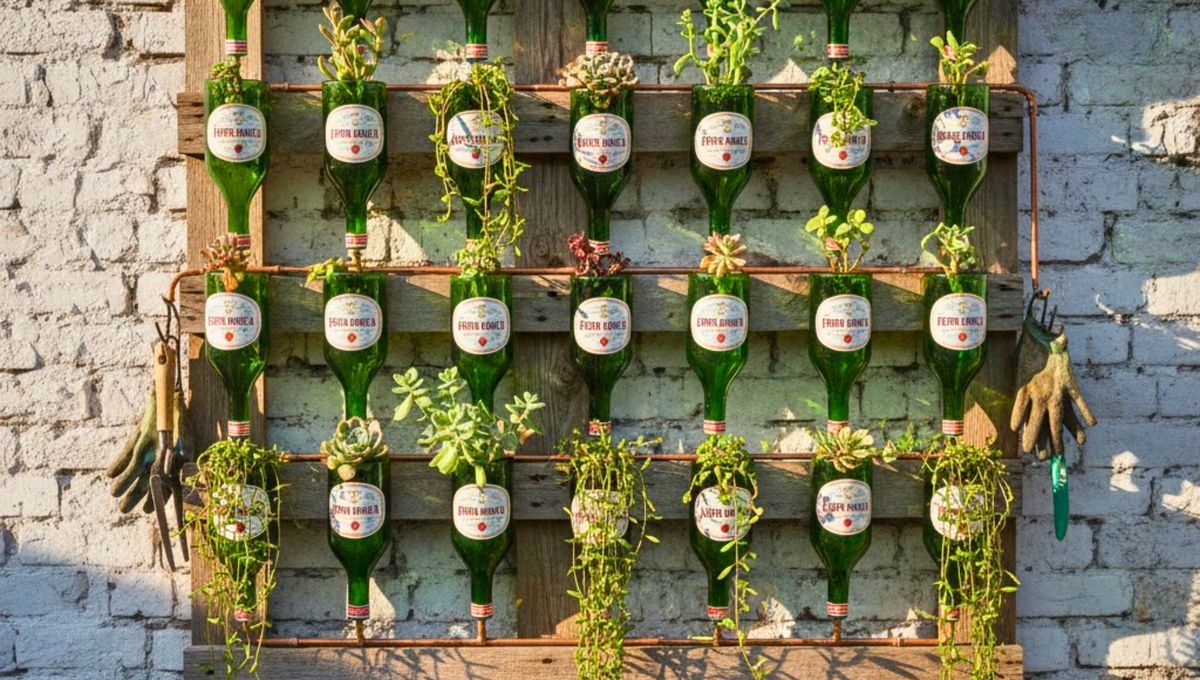 Con el diseño y el material de las botellas de Fernet, crea estas hermosas macetas verticales ideales para darle un toque único y original a tu casa. Con el diseño y el material de las botellas de Fernet, crea estas hermosas macetas verticales ideales para darle un toque único y original a tu casa.