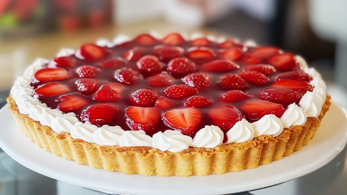 Recetas: Tarta de frutilla con masa quebrada y relleno de crema pastelera. Foto: imagen ilustrativa