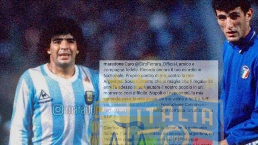 Coronavirus: la gran cifra que alcanzó la camiseta de Maradona en una subasta