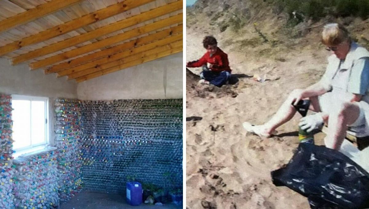 La casa de sus sueños y una postal que atesor el momento en que sus familiares la ayudaron a llenar las botellas de arena. La casa de sus sueños y una postal que atesor el momento en que sus familiares la ayudaron a llenar las botellas de arena.