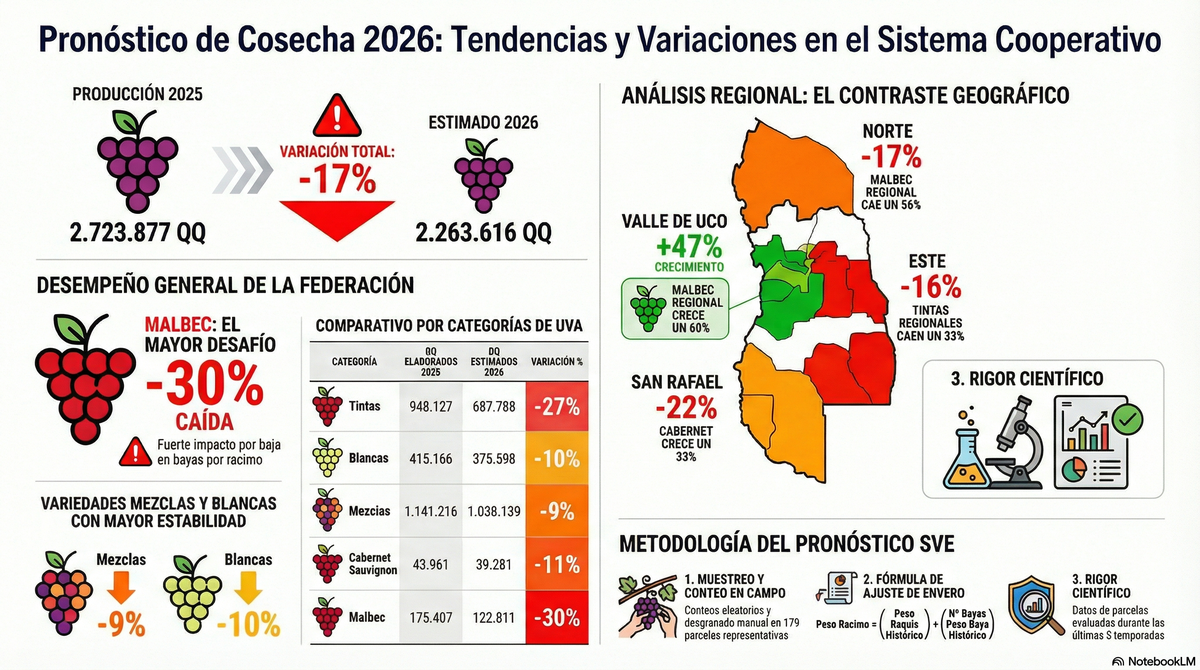 El pronóstico de cosecha 2026 según Acovi. El pronóstico de cosecha 2026 según Acovi.