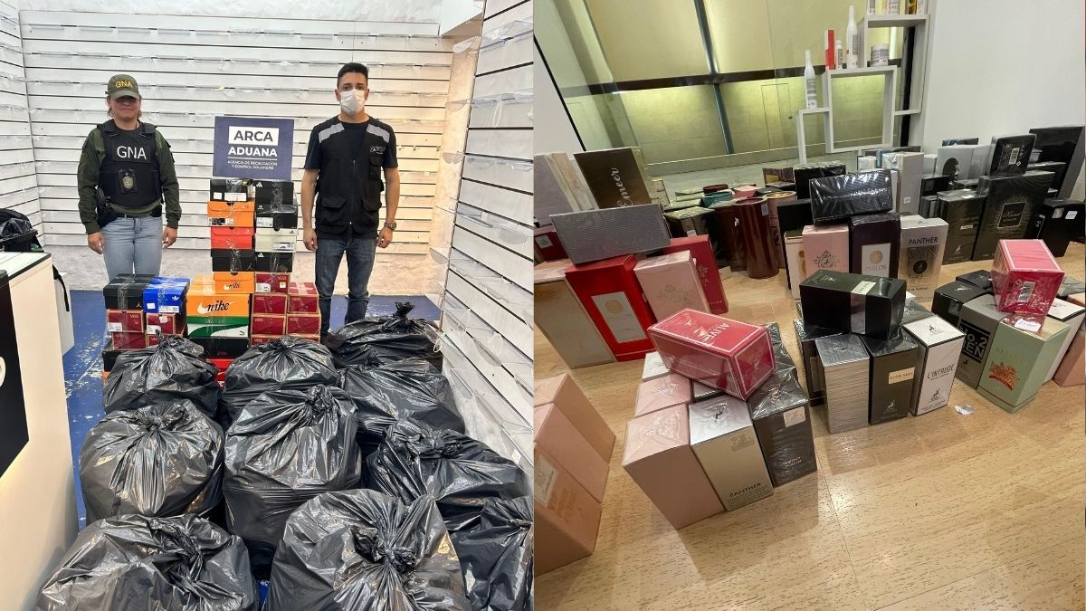 Mercadería incautauda en la Galería Piazza