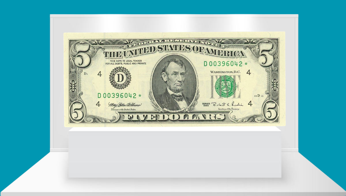 Pagan 119 mil dólares al dichoso propietario de este billete de 5 dólares