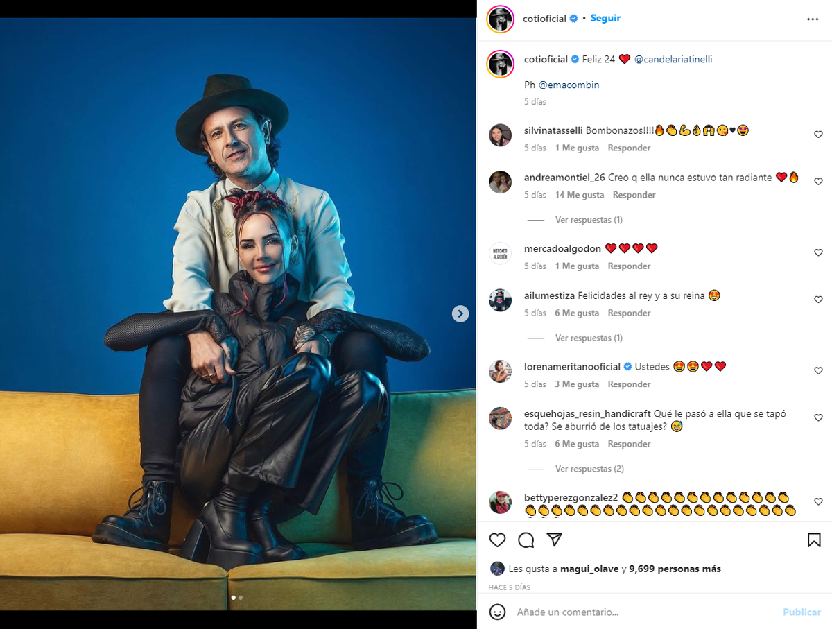 Pese a los rumores de separación, hace unos días Coti saludó a Cande Tinelli por el aniversario de la pareja.