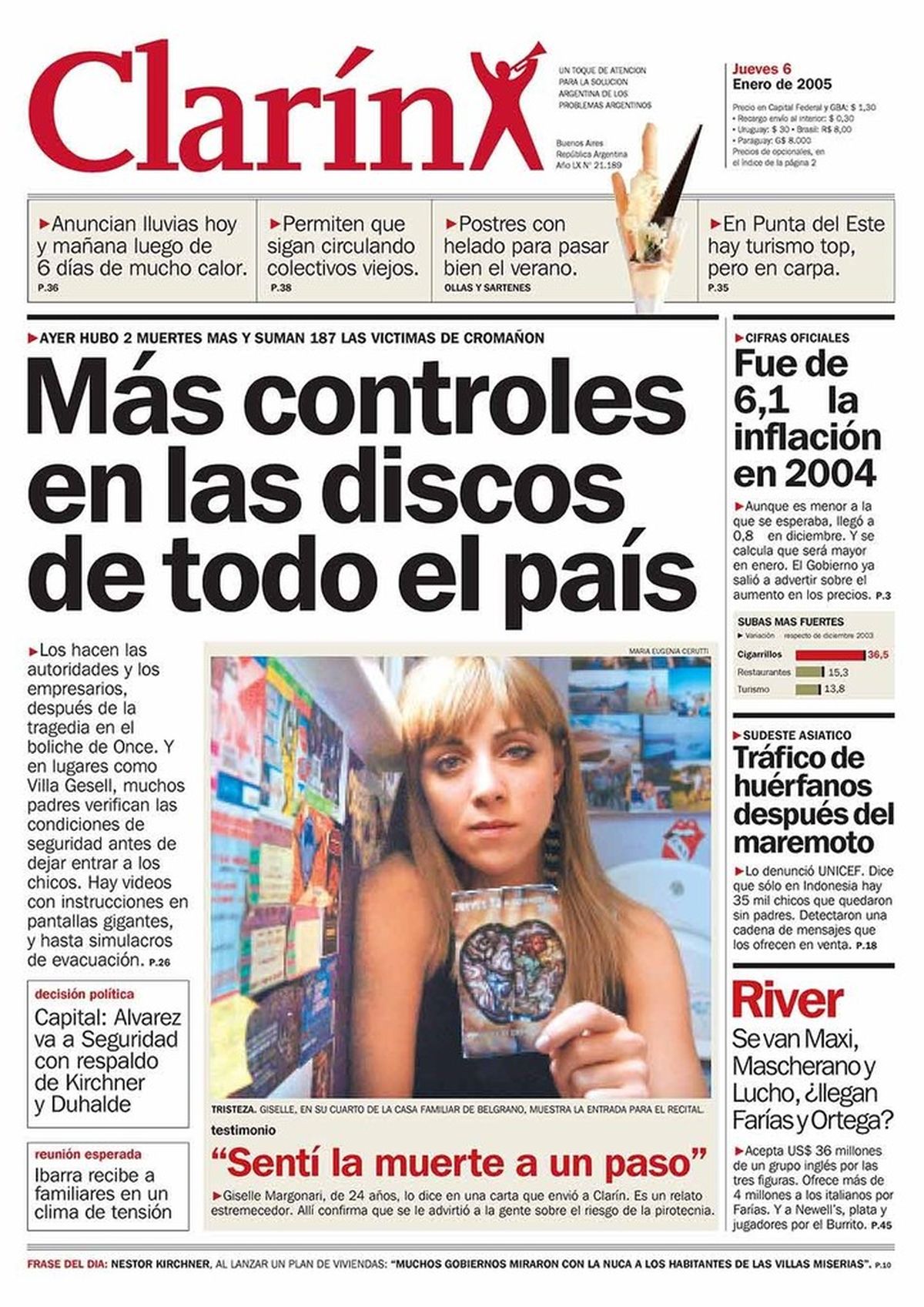 Giselle Margonari en la tapa de Clarín. Giselle Margonari en la tapa de Clarín.